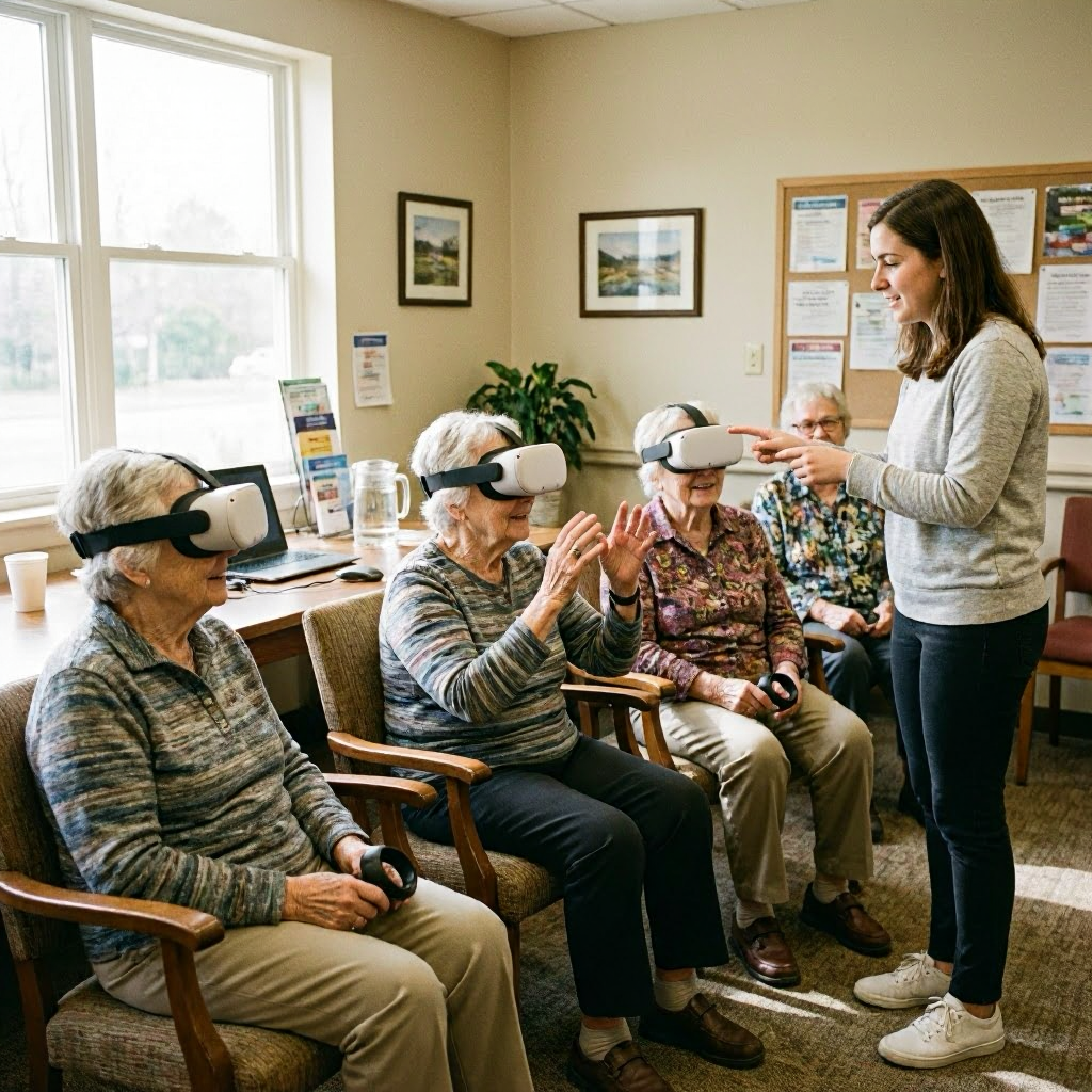 Group VR session with facilitator support