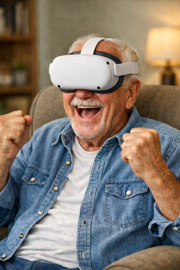 Alf preparing for a VR memory experience